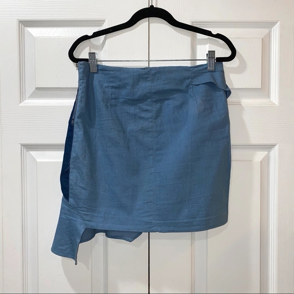 Rehab Asymmetric Ruffle ColorBlock Blue Skirt - Picture 2 of 3
